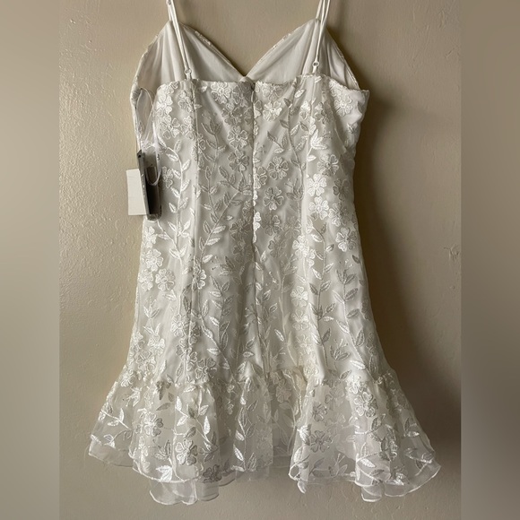 Lulu’s Ivory Floral Embroidered Ruffled Mini Cocktail Dress - Picture 3 of 13